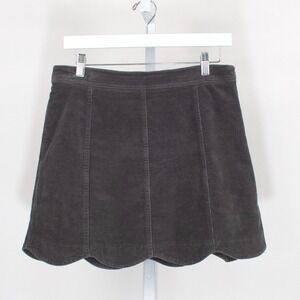 Altard State‎ Corduroy Scalloped Hem A-Line Skirt Dark Gray Size M